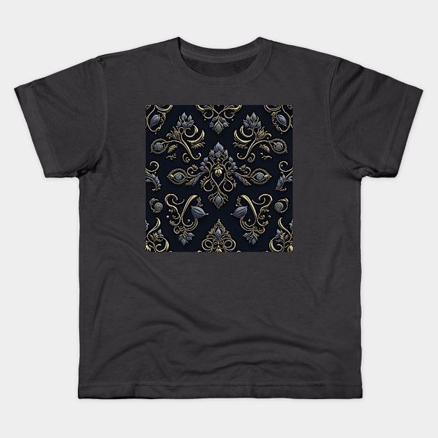 Radiant Elegance: Unveiling a Seamless Gold Jewelry and Diamond Tapestry, Fancy seamless golden pattern Wallpaper Decoration Kids T-Shirt by myouynis